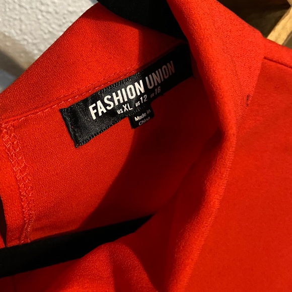 Fashion Union Red Funnel Neck Blouse - Picture 5 of 8